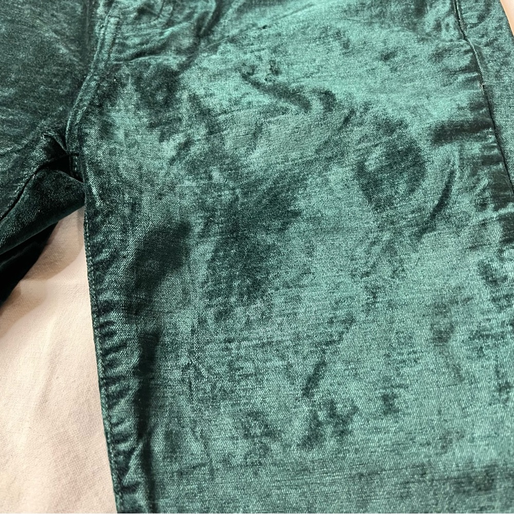 Free People Dark Green Velvet Cropped Flare Pants - Picture 4 of 7